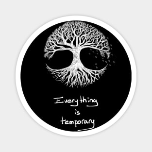 Hand drawn Tree of life with Quote - reverse color Magnet